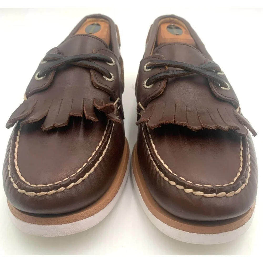 Sperry X Brooks Brothers Boat Shoes Mens Size 8 Brown Kiltie Top Siders Leather